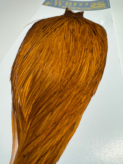Whiting Farms High and Dry Hackle Rooster Cape: White Dyed Brown SH-E-091