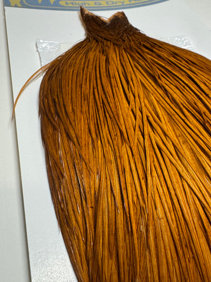 Whiting Farms High and Dry Hackle Rooster Cape: White Dyed Brown SH-E-091