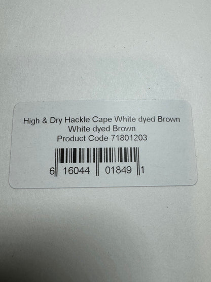 Whiting Farms High and Dry Hackle Rooster Cape: White Dyed Brown SH-E-091
