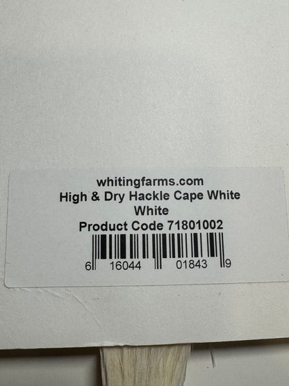 Whiting Farms High and Dry Hackle Rooster Cape: White SH-E-093