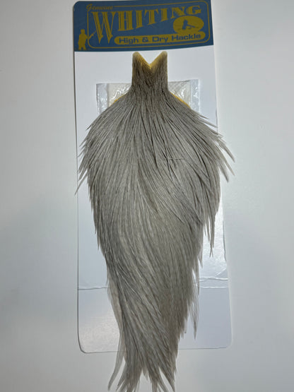 Whiting Farms High and Dry Hackle Rooster Cape: White Dyed Light Dun SH-E-095