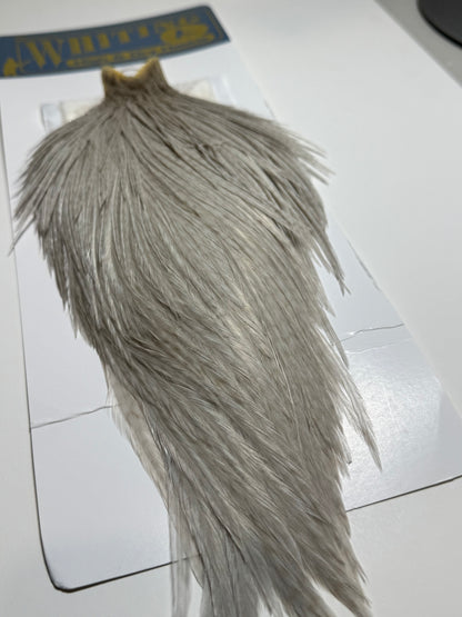 Whiting Farms High and Dry Hackle Rooster Cape: White Dyed Light Dun SH-E-095