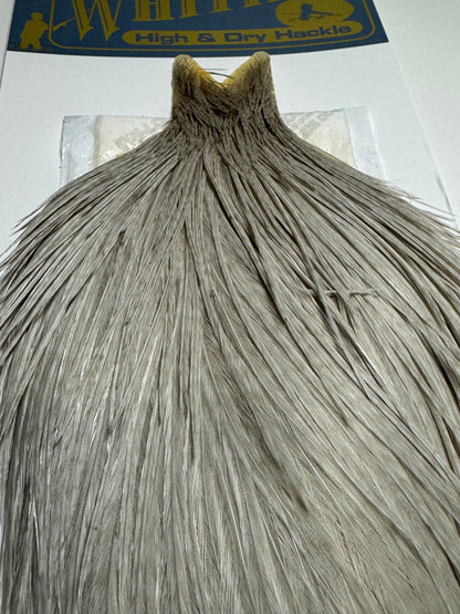 Whiting Farms High and Dry Hackle Rooster Cape: White Dyed Light Dun SH-E-095