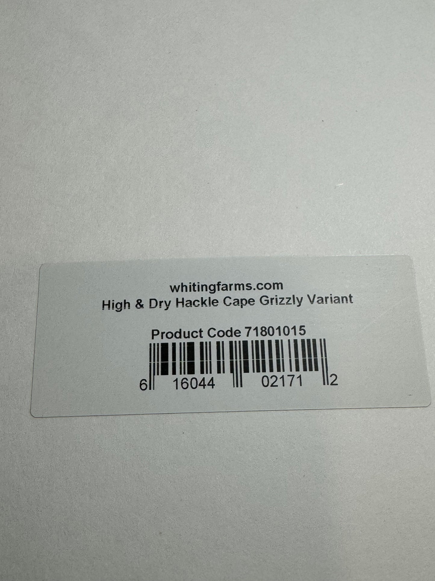 Whiting Farms Hackle Rooster Cape: Grizzly Variant SH-E-097