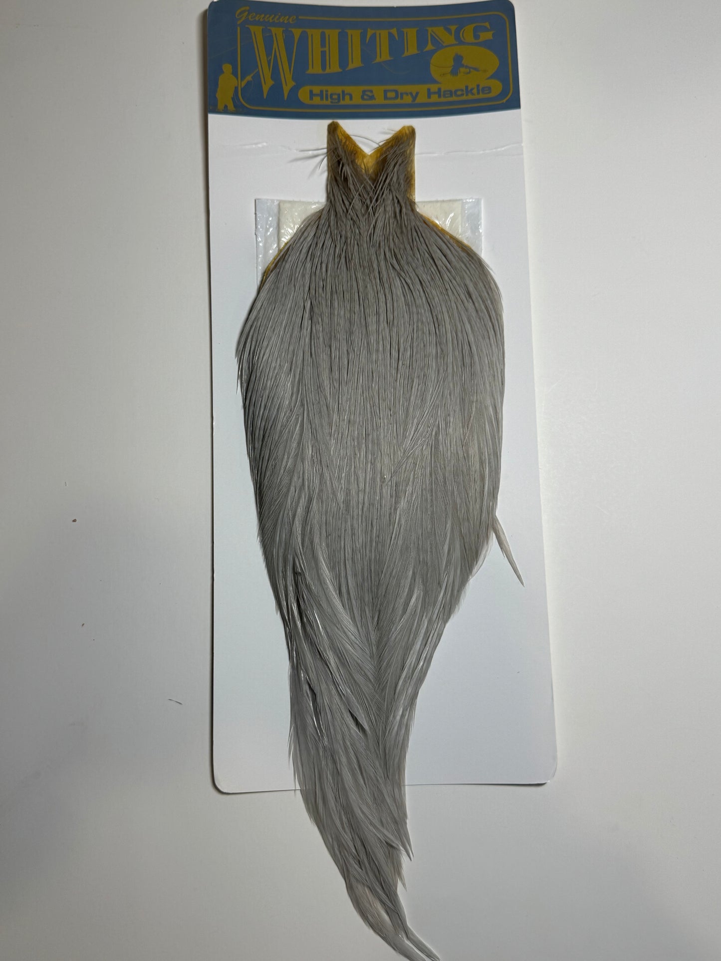 Whiting Farms Hackle Rooster Cape: White Dyed Light Dun SH-E-098