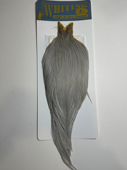 Whiting Farms Hackle Rooster Cape: White Dyed Light Dun SH-E-098