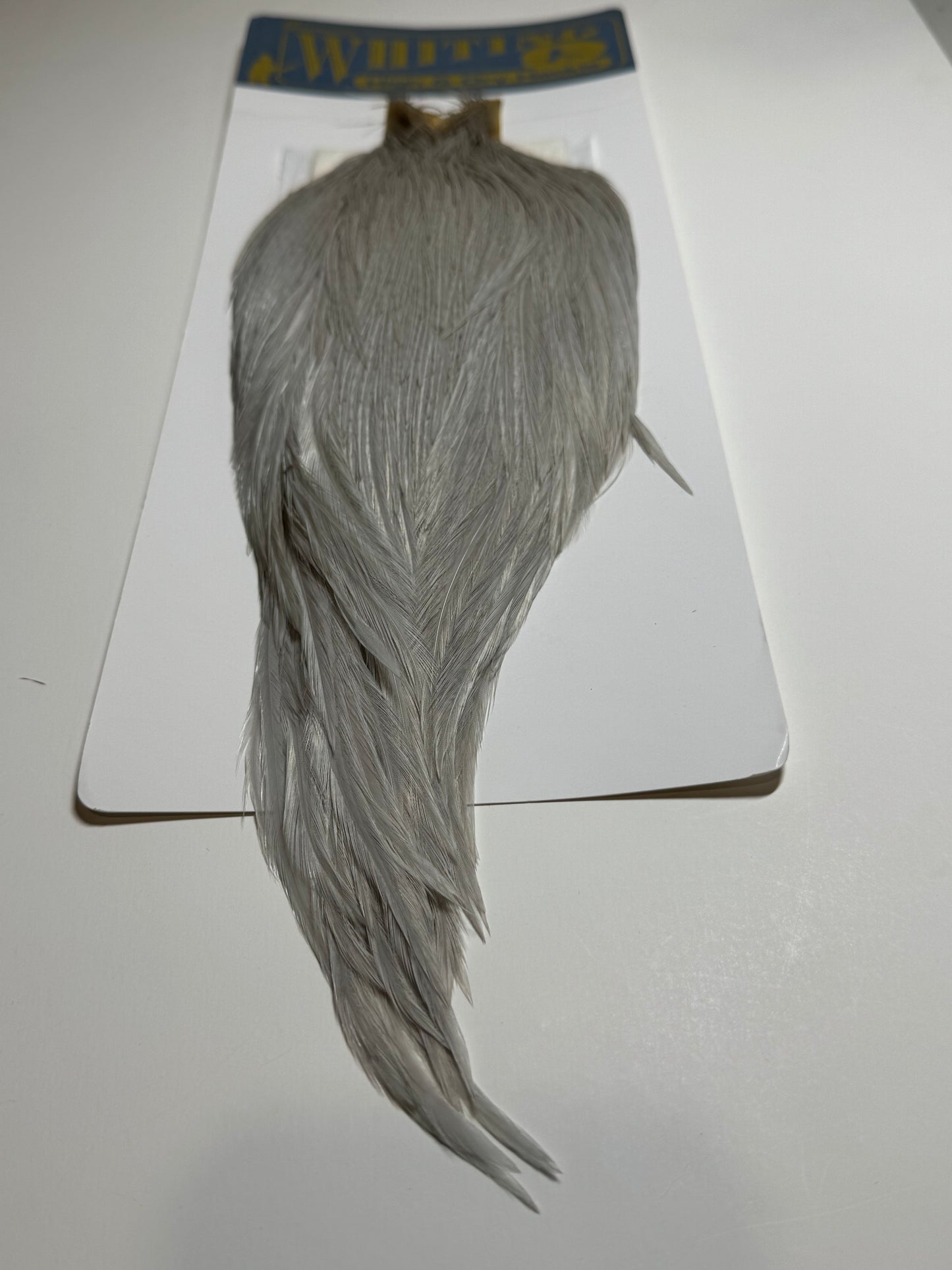 Whiting Farms Hackle Rooster Cape: White Dyed Light Dun SH-E-098