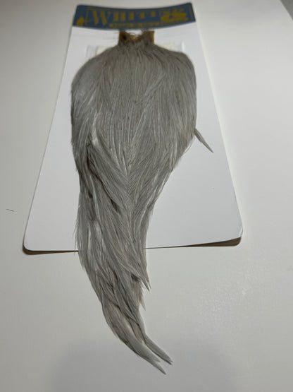 Whiting Farms Hackle Rooster Cape: White Dyed Light Dun SH-E-098