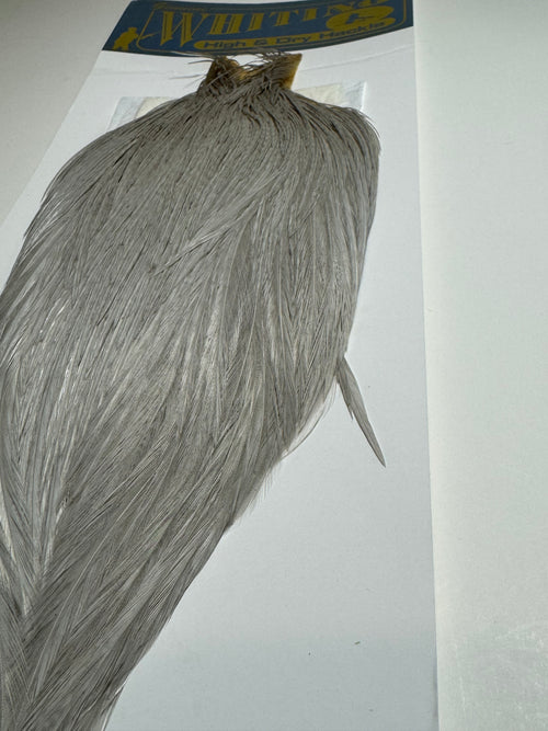 Whiting Farms Hackle Rooster Cape: White Dyed Light Dun SH-E-098