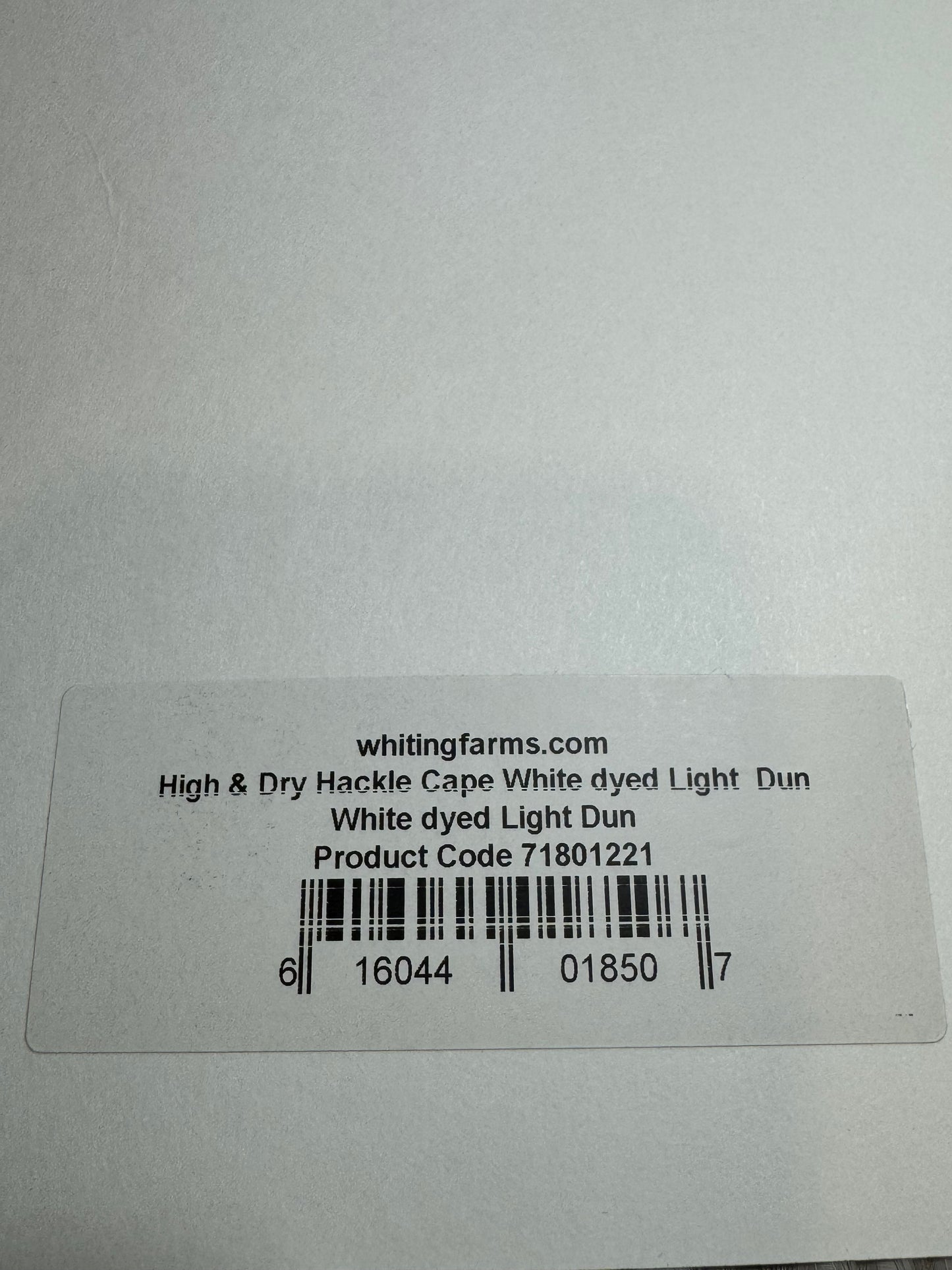 Whiting Farms Hackle Rooster Cape: White Dyed Light Dun SH-E-098