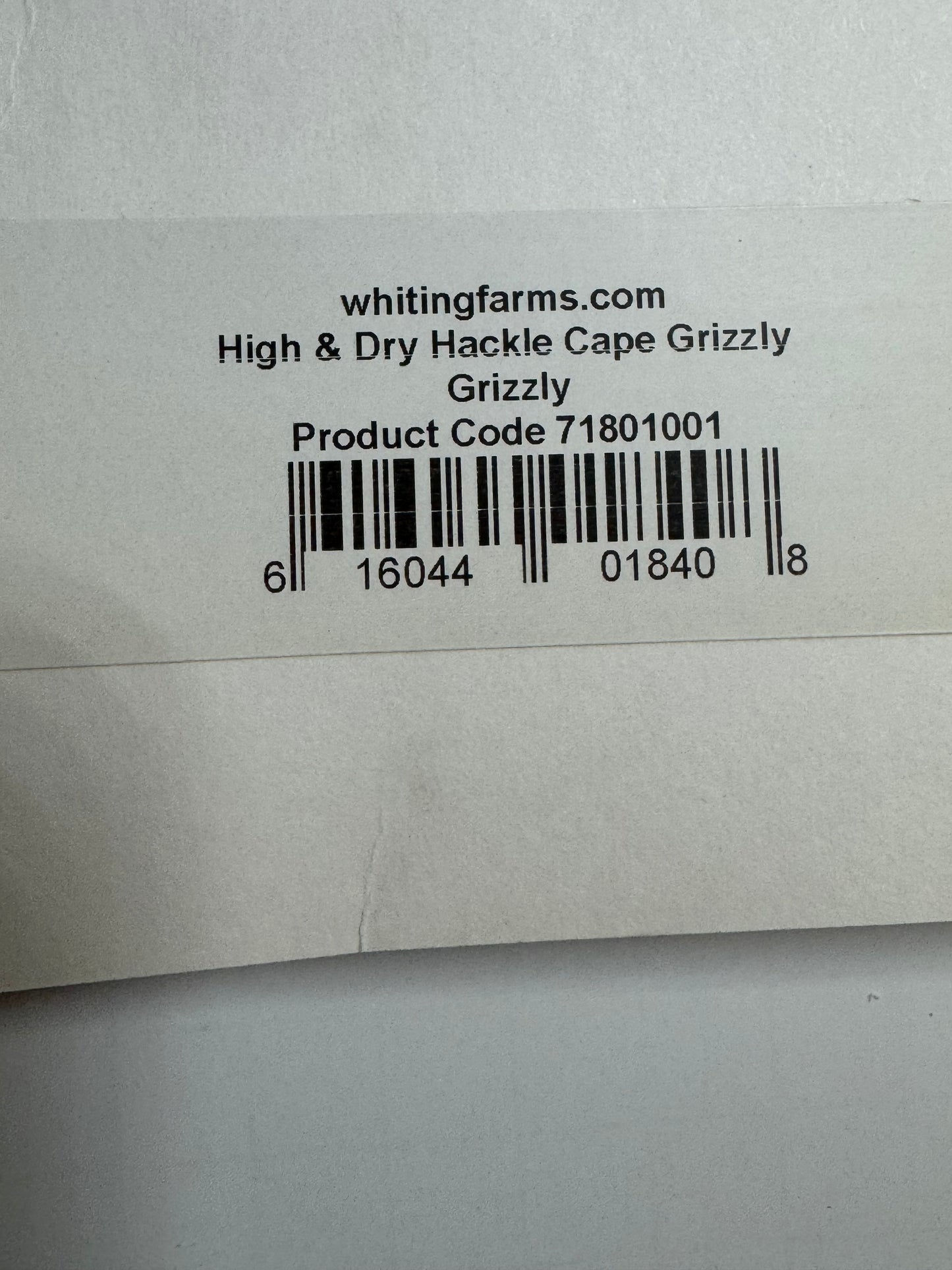 Whiting Farms High & Dry Hackle: Grizzly SH-E-100
