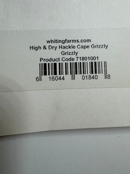 Whiting Farms High & Dry Hackle: Grizzly SH-E-100