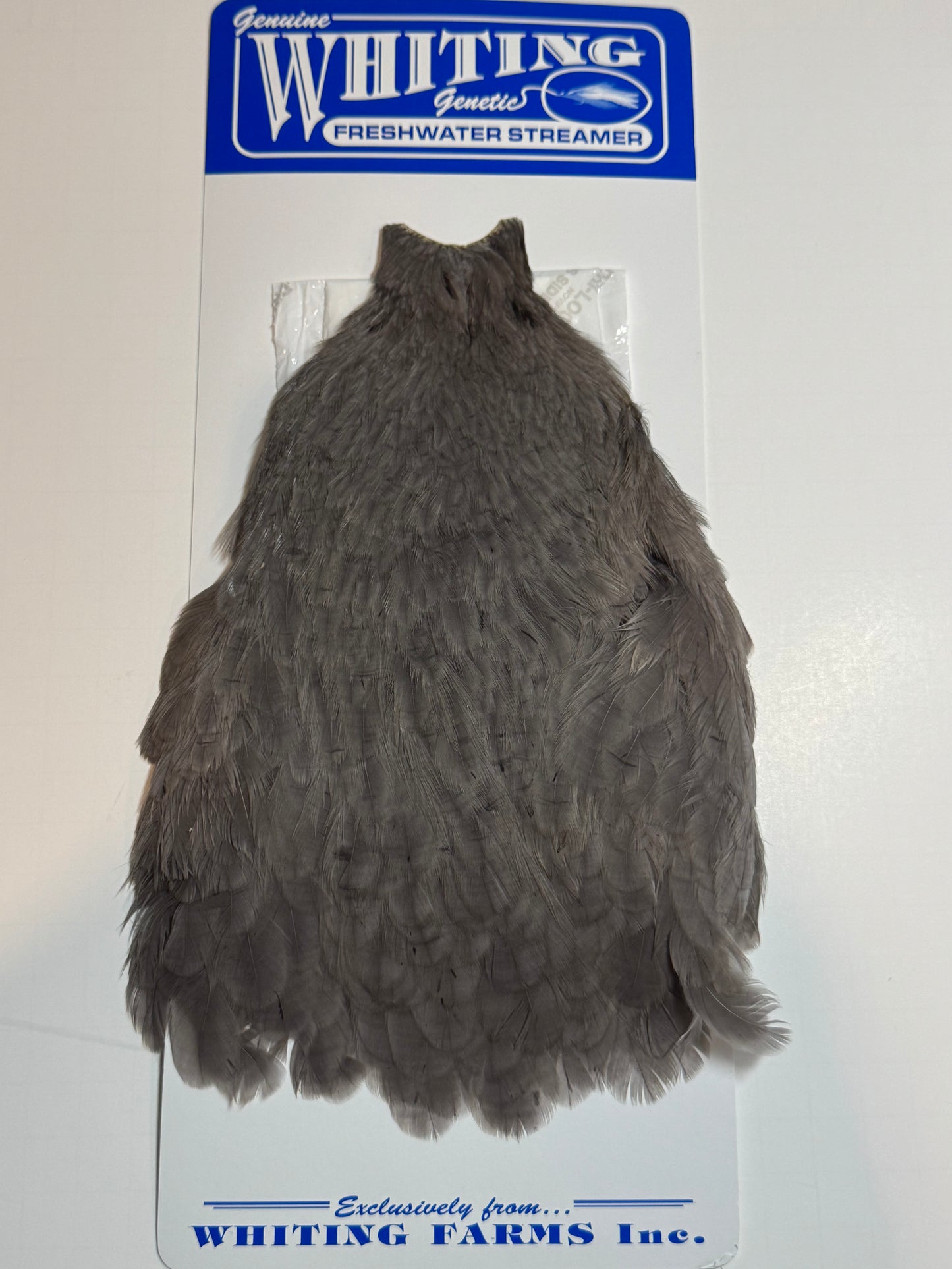 Whiting Farms Freshwater Streamer Hen Cape: White Dyed Dark Dun SH-E-138