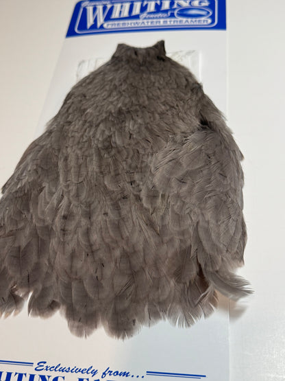 Whiting Farms Freshwater Streamer Hen Cape: White Dyed Dark Dun SH-E-138