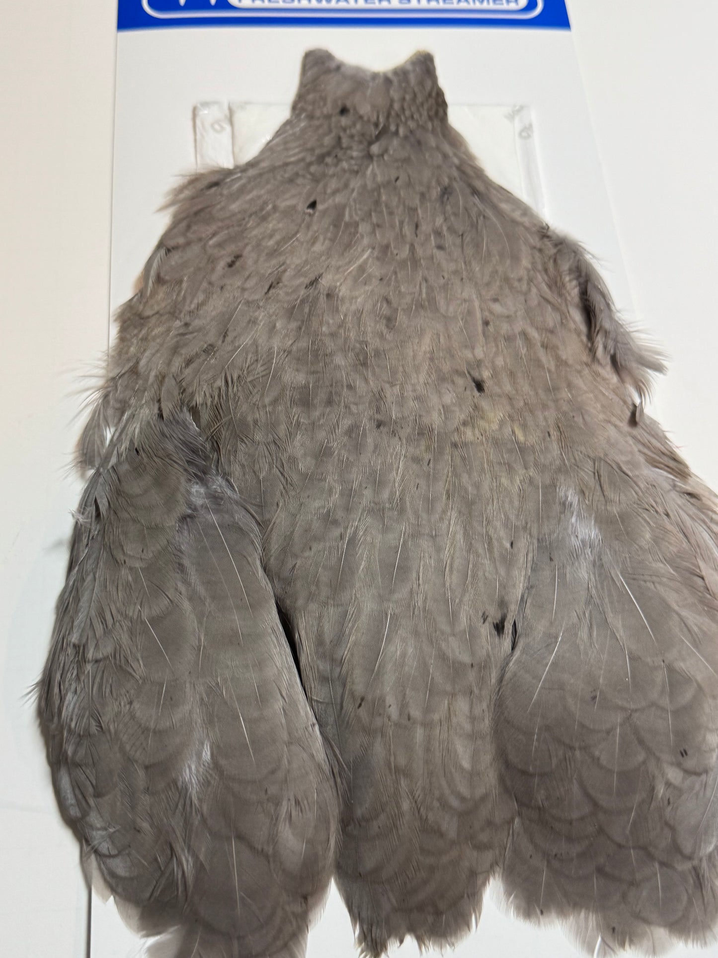 Whiting Farms Freshwater Streamer Hen Cape: White Dyed Dark Dun SH-E-141