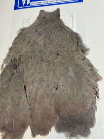 Whiting Farms Freshwater Streamer Hen Cape: White Dyed Dark Dun SH-E-141