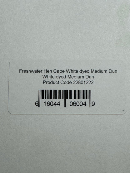 Whiting Farms Freshwater Streamer Hen Cape: White Dyed Dark Dun SH-E-141