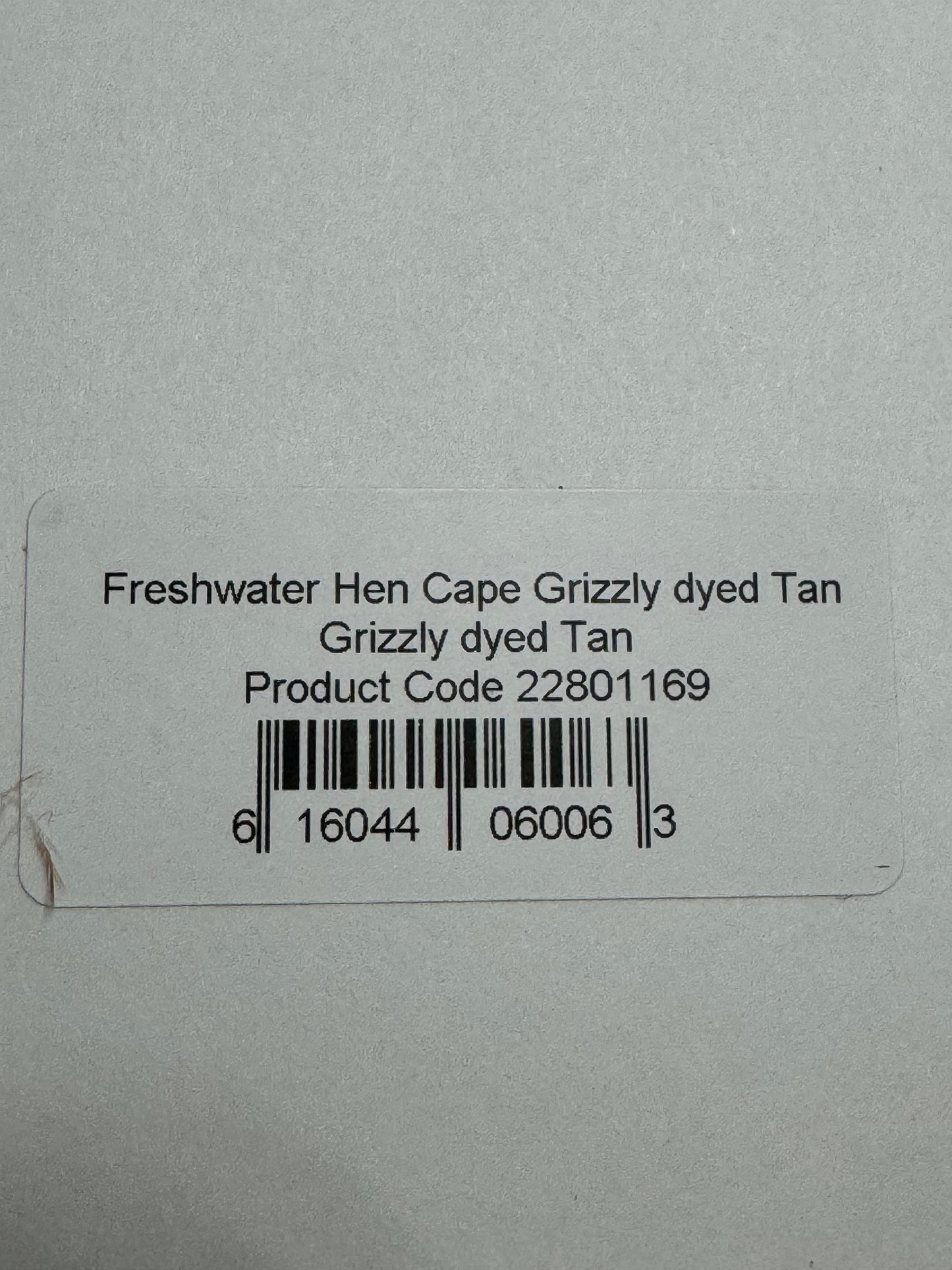 Whiting Farms Freshwater Streamer Hen Cape: Grizzly Dyed Tan SH-E-142