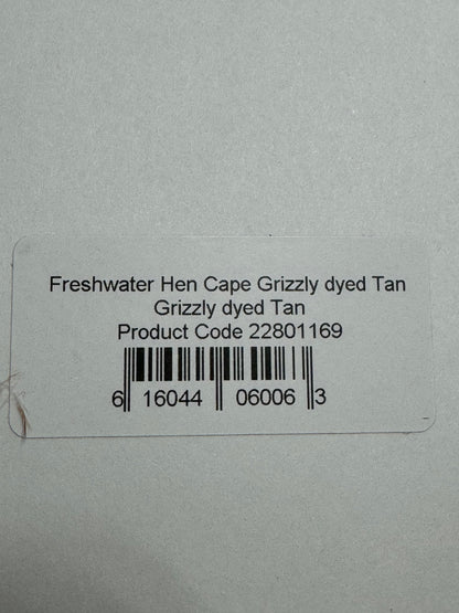 Whiting Farms Freshwater Streamer Hen Cape: Grizzly Dyed Tan SH-E-142