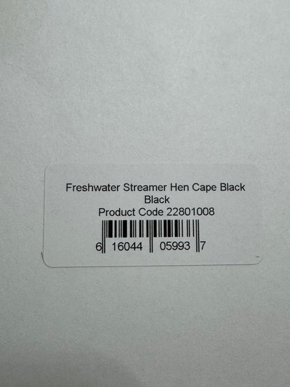 Whiting Farms Freshwater Streamer Hen Cape: Black SH-E-143