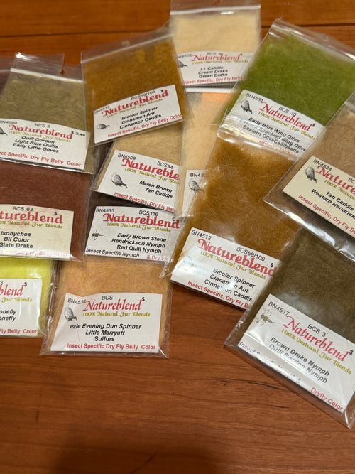 Jack Mickievicz's ORIGINAL PACKAGING of Natureblend:  Natural Fur Dubbing Blends